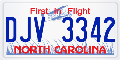 NC license plate DJV3342