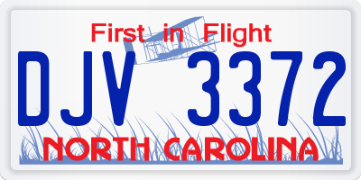 NC license plate DJV3372