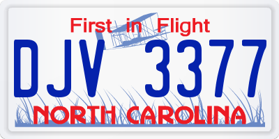 NC license plate DJV3377