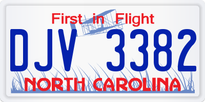 NC license plate DJV3382