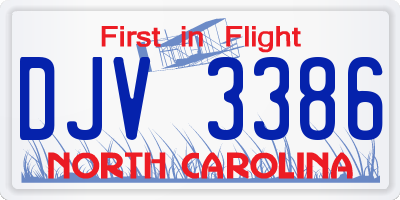 NC license plate DJV3386