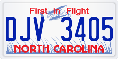 NC license plate DJV3405