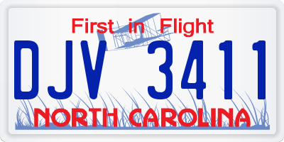 NC license plate DJV3411