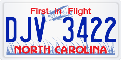 NC license plate DJV3422
