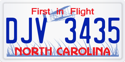 NC license plate DJV3435