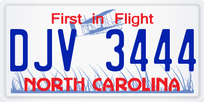 NC license plate DJV3444