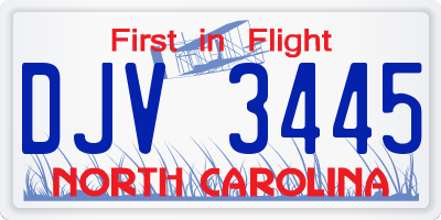 NC license plate DJV3445