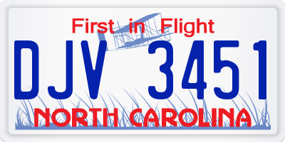 NC license plate DJV3451