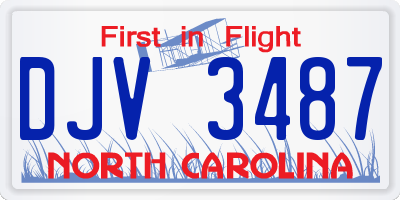 NC license plate DJV3487