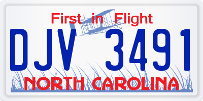 NC license plate DJV3491