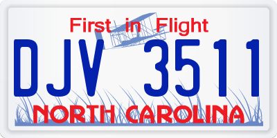 NC license plate DJV3511
