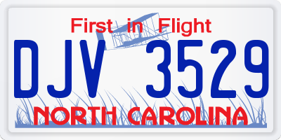 NC license plate DJV3529