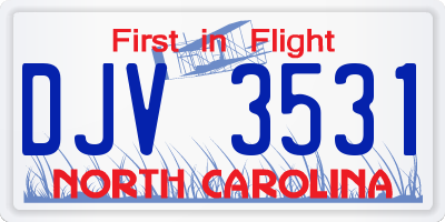 NC license plate DJV3531