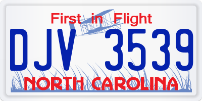 NC license plate DJV3539