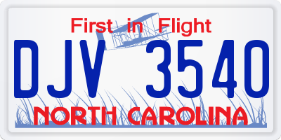 NC license plate DJV3540