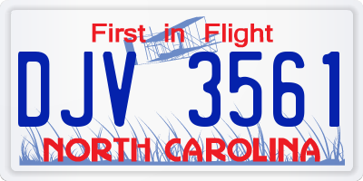 NC license plate DJV3561