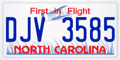 NC license plate DJV3585