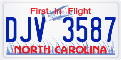 NC license plate DJV3587