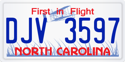 NC license plate DJV3597