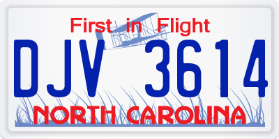 NC license plate DJV3614