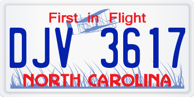 NC license plate DJV3617