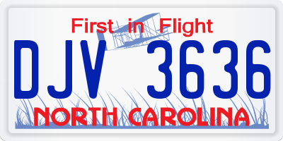 NC license plate DJV3636