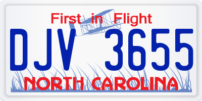 NC license plate DJV3655