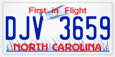 NC license plate DJV3659