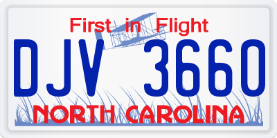 NC license plate DJV3660