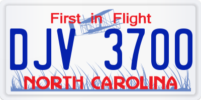 NC license plate DJV3700