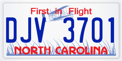 NC license plate DJV3701