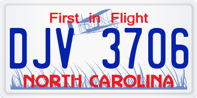 NC license plate DJV3706