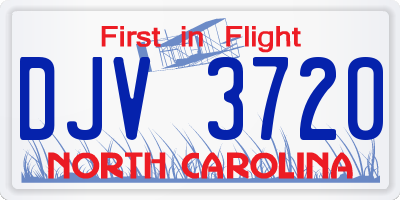 NC license plate DJV3720