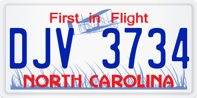 NC license plate DJV3734