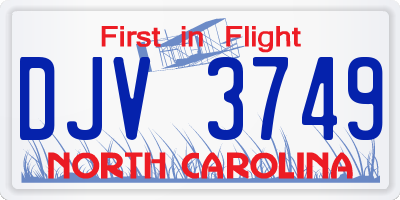NC license plate DJV3749