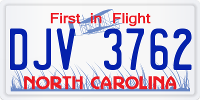 NC license plate DJV3762