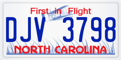 NC license plate DJV3798