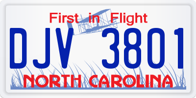 NC license plate DJV3801