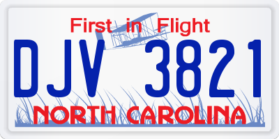 NC license plate DJV3821