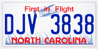 NC license plate DJV3838