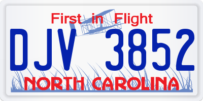 NC license plate DJV3852