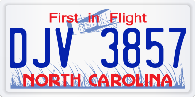 NC license plate DJV3857