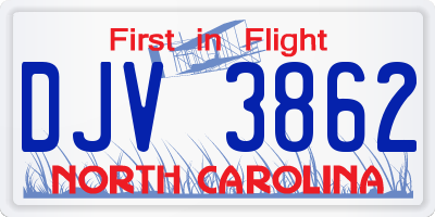NC license plate DJV3862