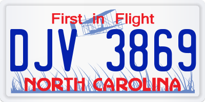 NC license plate DJV3869