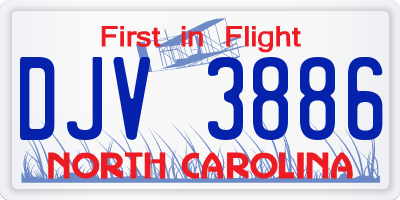 NC license plate DJV3886