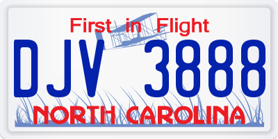 NC license plate DJV3888