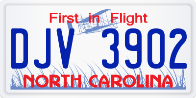 NC license plate DJV3902