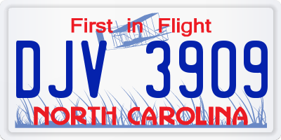 NC license plate DJV3909
