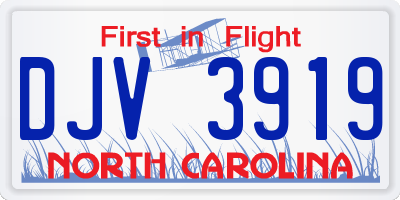 NC license plate DJV3919