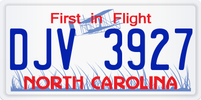 NC license plate DJV3927